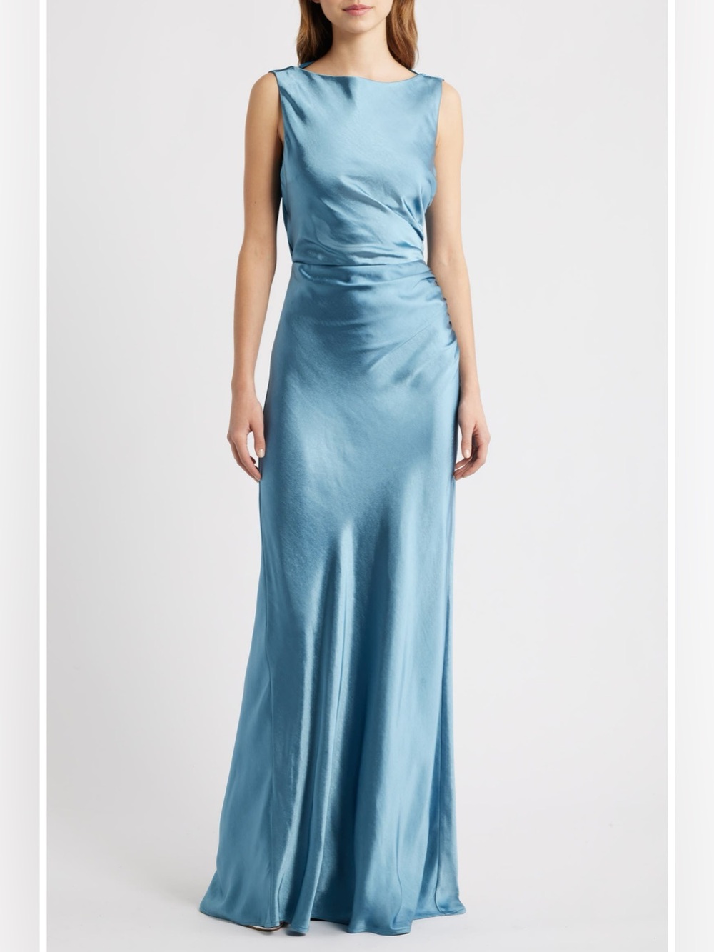 Lucy Paris • NWOT $170 Halo Drape Satin Gown PTP 18-21”